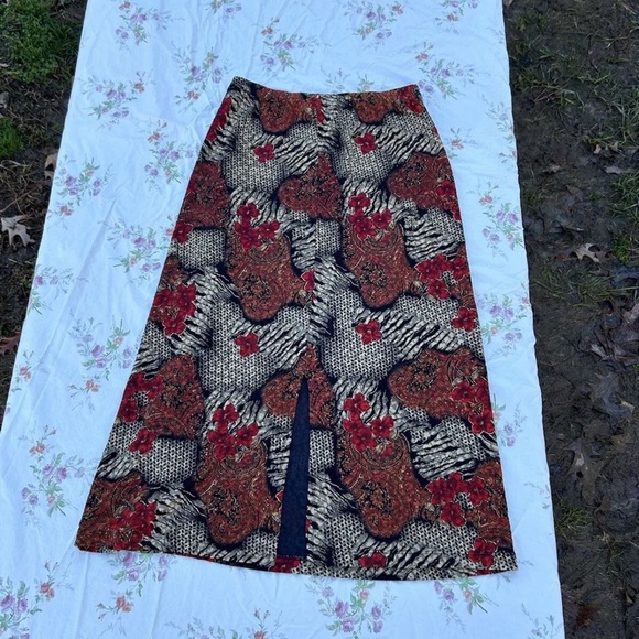 Notations Skirt Petite Large Whimsy Fairy Y2k Floral Animal Print Gold Spring - Picture 7 of 8